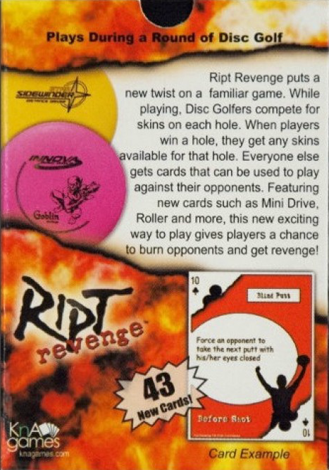 Ript Revenge Disc Golf Card Game , Fun Disc Golf Game , Plays During a  Round of Disc Golf , Play for Skins or for Strokes , 2-4 Players , Pack of  52 Cards 